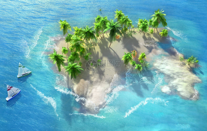 热带岛屿上的桑迪海滩图片