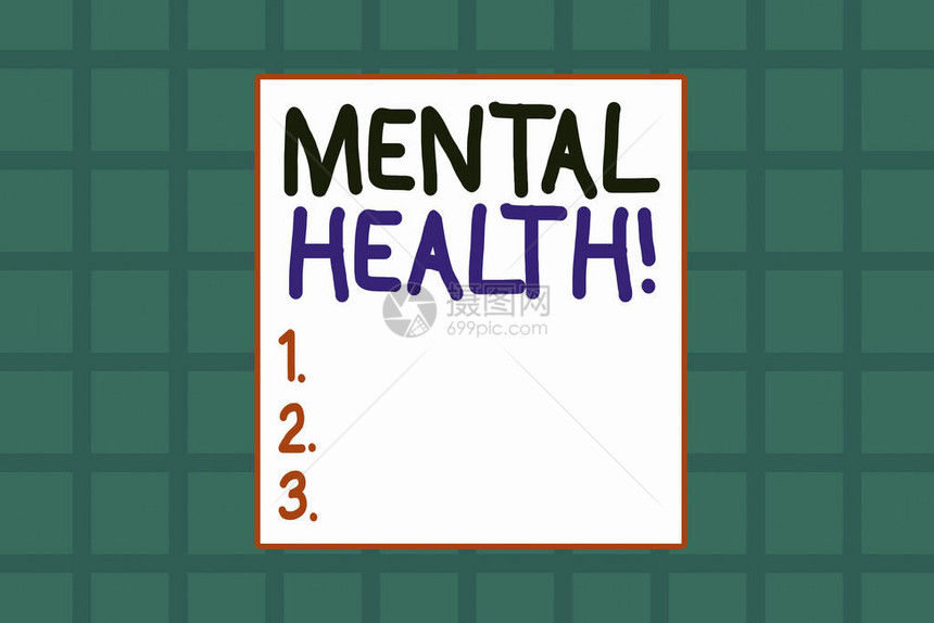 概念手写显示心理健康概念意义展示他们的心理健康状况背景组合方块图片
