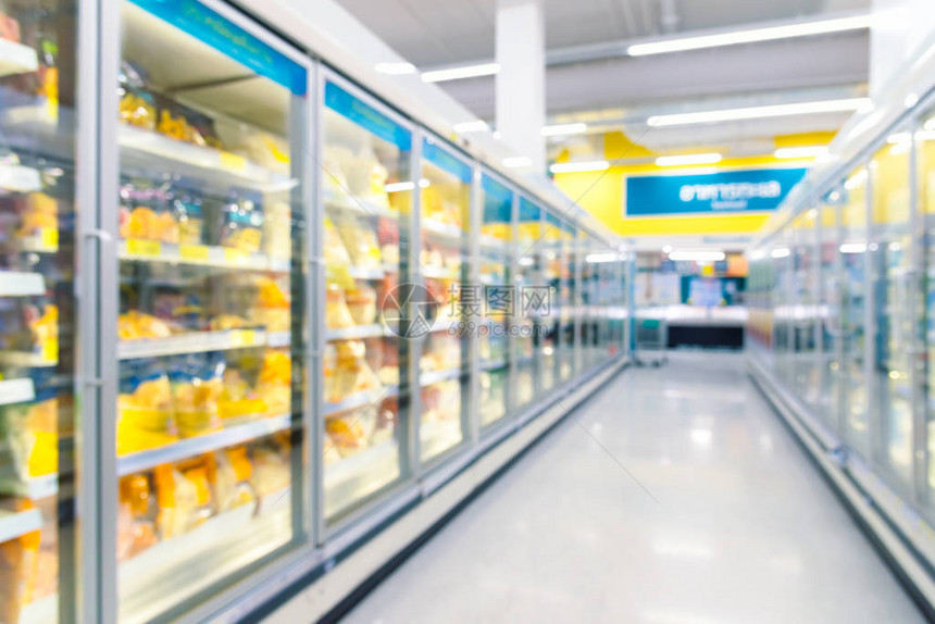 超市冷冻室里有冷冻食品设计背景模图片