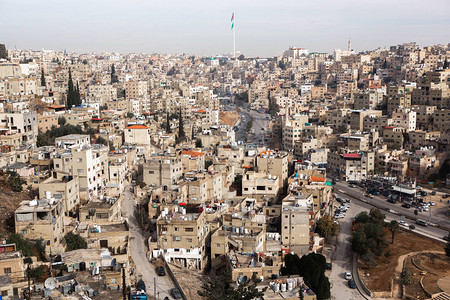 约旦首都安曼市的空中观察图片