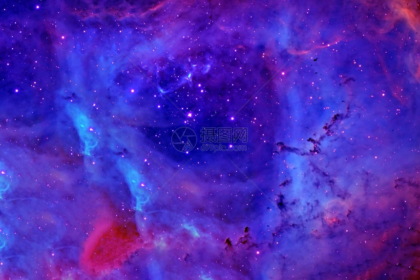 在粉色和蓝色的音调中这张图像的部分是由美国航天局提供的图片