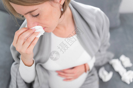 孕妇得了感冒流感背景图片