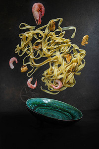 面粉海鲜虾贝类菜单概念食物背景顶视图片