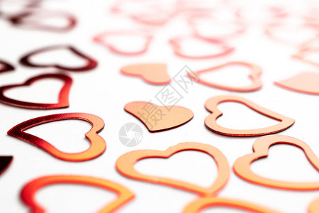 心背景彩色纸心框架背景浪漫分散的心纹理爱为情人节或婚礼图片