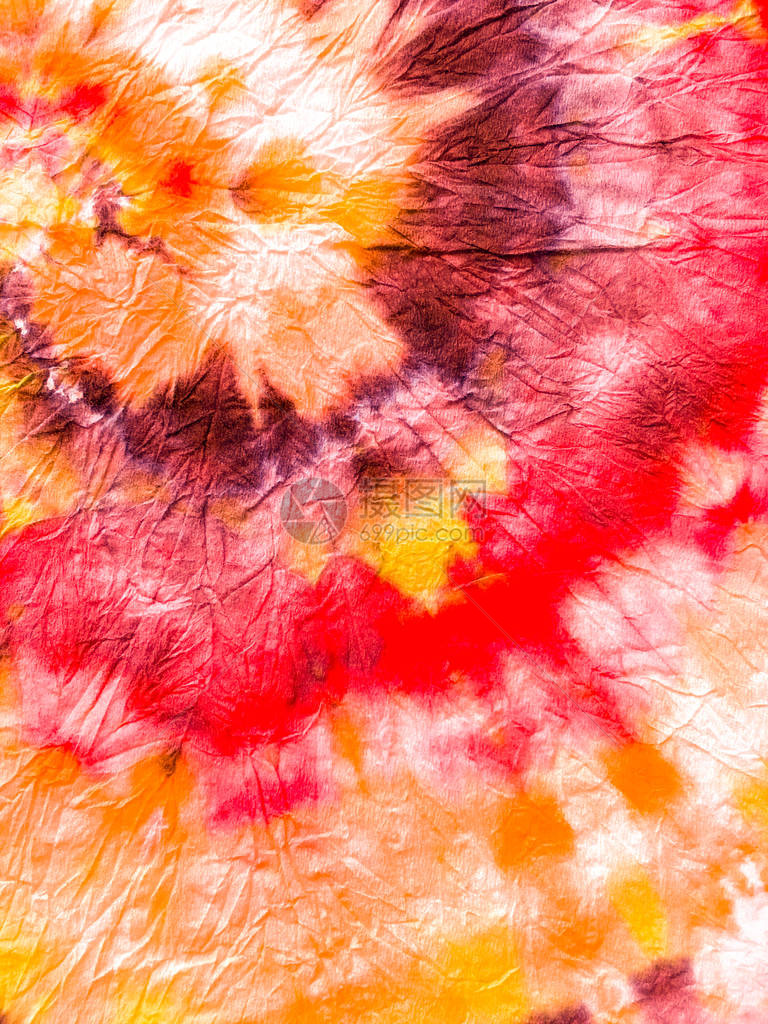 迷幻漩涡纺织品扎染螺旋背景橙色和红色嬉皮巴蒂奇充满活力的海特旧金山斯沃琪自由tieye漩涡波西米亚染色的衣服图片