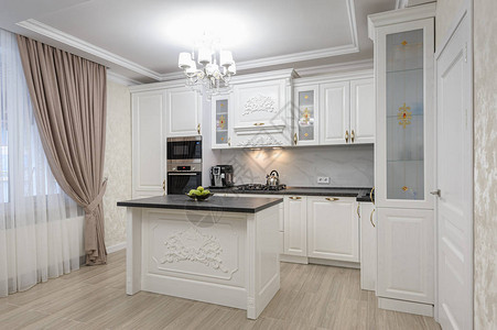白色宽敞奢华豪的白色宽敞豪华现代厨房图片