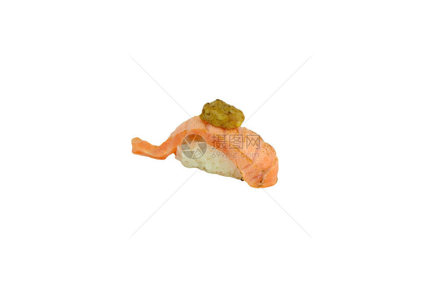 沙门鱼烟熏辣酱片寿司日本意大利菜图片