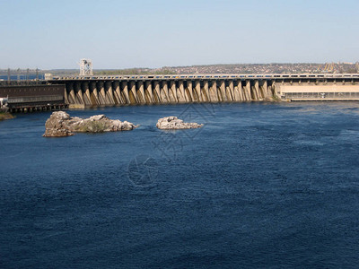乌克兰第涅佩尔河水电站的霍特西亚扎波罗日耶岛地貌高清图片
