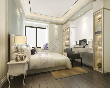 3D在酒店提供美丽的经典豪华卧室套房图片