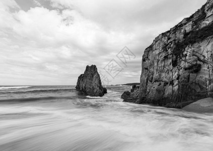Mexota海滩的黑白自然线条图片