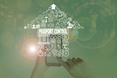 显示护照控制的文字符号展示机场检查护照区图片