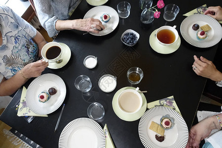 StockhoolMSweden咖啡或fika为老年退休图片