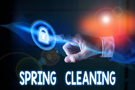 手写文字书写春季大扫除春季彻底清洁房屋或房图片