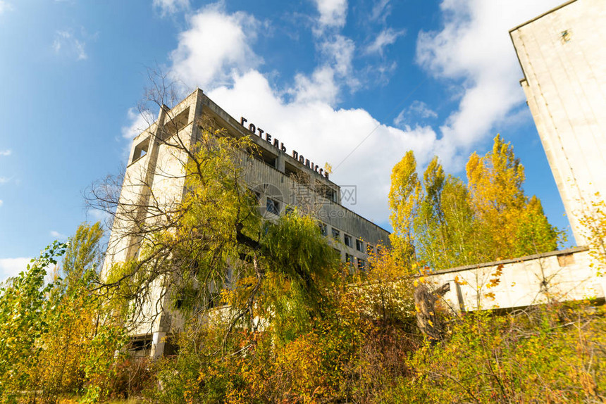 秋季自然切尔诺贝利核电灾难区Backgroun全景照片乌克图片