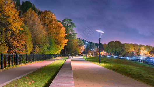 Meshchersky公园道路和的美丽秋天风图片