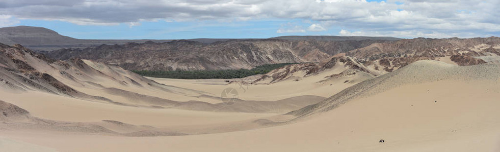 在秘鲁伊卡沙漠的一个河谷上图片