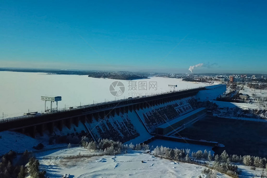 博爱水电站大坝和河流的景象工业景观图片