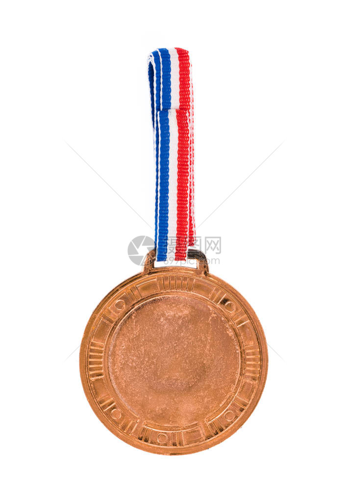 铜奖牌孤立在白色背景上图片