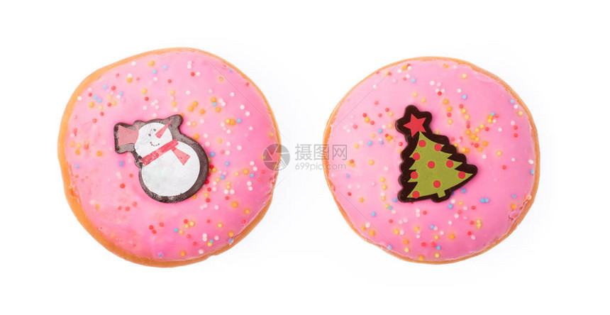 圣诞甜圈模式在白色图片