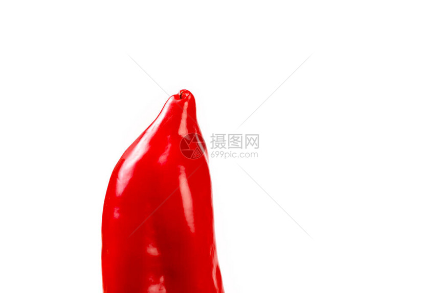 红色有机小吃辣椒白色背景中突显的甜椒图片