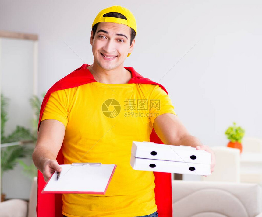 红色的超级英雄披萨送货员图片