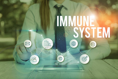 文字书写文本免疫系统展示包含许多生物结构的宿主防御系图片