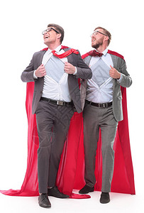两名穿着红披风的商人站在超人面前被孤图片