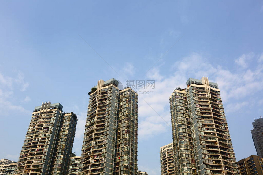 重庆摩天大楼天线高的天线日落时兴建商图片