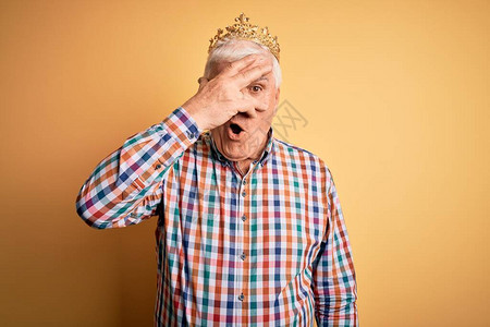 年长英俊的白发男子戴着的王冠图片