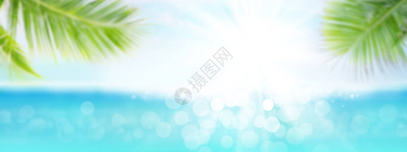 夏季热带海有闪亮的波浪和蓝色阳背景图片