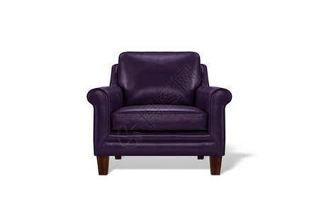 黑色紫豪华高级皮革古典手椅用木腿在白图片
