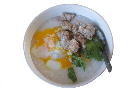 泰国街头食物大米粥加世纪鸡蛋或保留图片