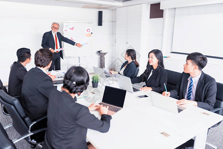 商业团队合作的个人发展辅导和培训课程在会议室与同图片