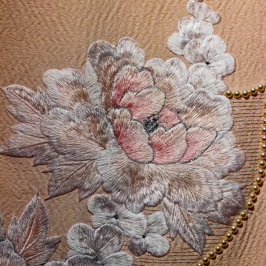 牡丹日式无缝饰品与传统动机东方花卉纺织和服面料丝绸背景日本雕刻传统图片