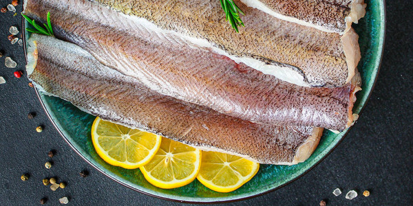 鱼类原始哈克一套烹饪素材培养keto或古白饮食物背景图片