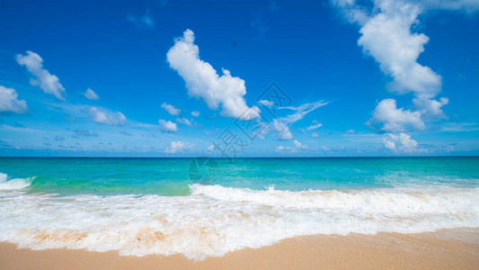 海边沙滩夏季天空的大浪云图片