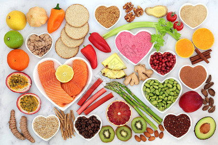 富含纤维抗氧化剂维生素欧米茄3和蛋白质的健康食品图片