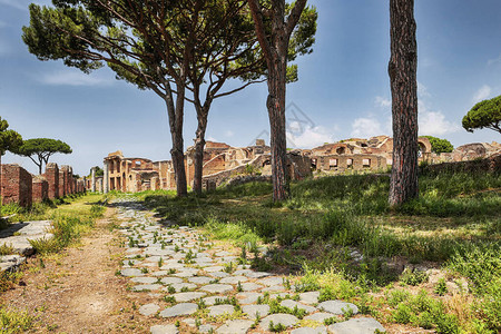 意大利奥斯蒂亚安蒂卡古奥斯蒂亚的考古罗马帝国街景图片