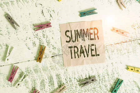 手写文本夏季旅行概念照片特定旅行或旅程通常用于娱乐目的彩色衣夹矩形方图片