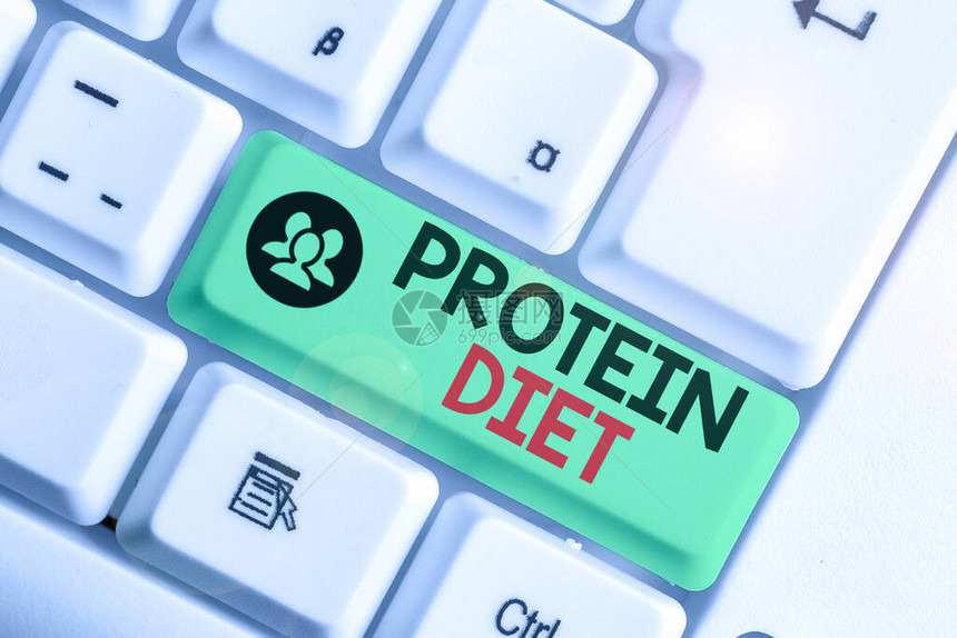文字书写文本蛋白质饮食展示低脂肪或碳水化合物消耗减肥计图片