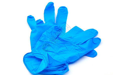 安全对称的蓝色乳胶手套图片