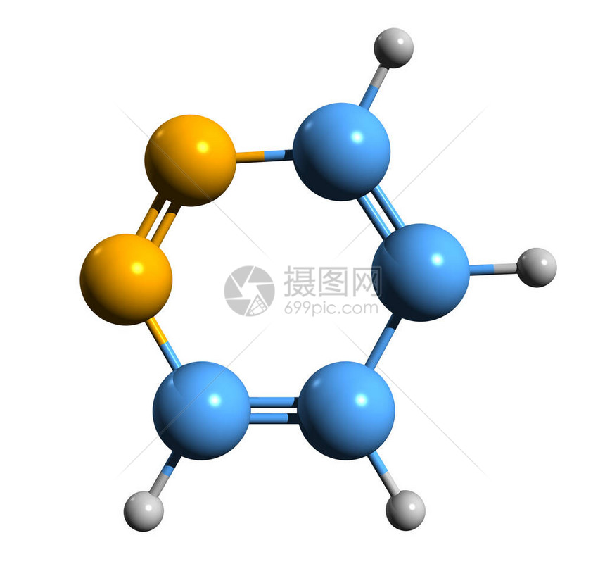 Pyridazine骨骼配方3D图像白底孤立的oizine图片