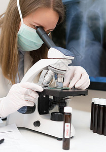 实验室医疗面具科学家背景的肺图片