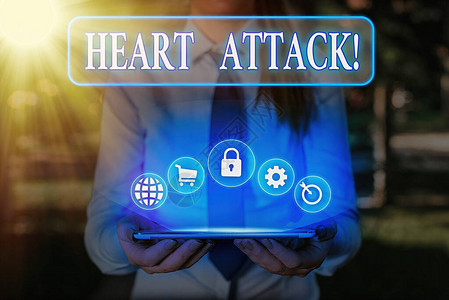 表示心脏攻击的写作注释突然发生导致的冠状动脉血栓图片