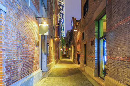 亚洲的上海石库门街背景图片