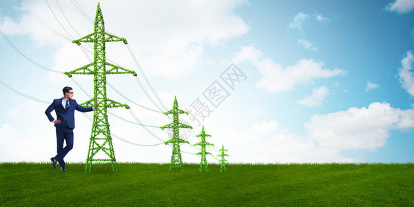 绿色能源概念的商人图片