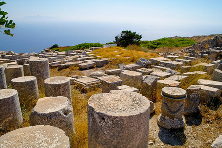希腊Cyclade群岛的废墟石图片
