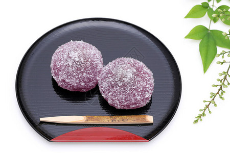 日本传统甜食红豆果冻白种图片
