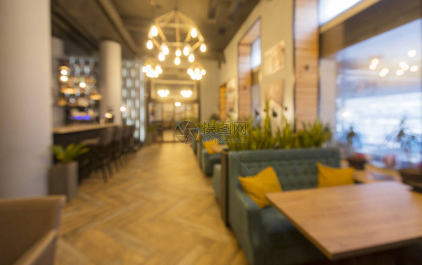 模糊的现代餐厅或咖啡厅内部公共场所室内设计隔离时间室内无图片