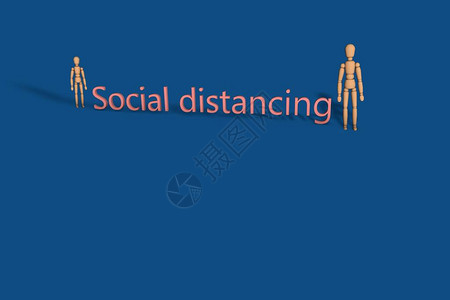 3D数字和社交距离词社会疏远图片